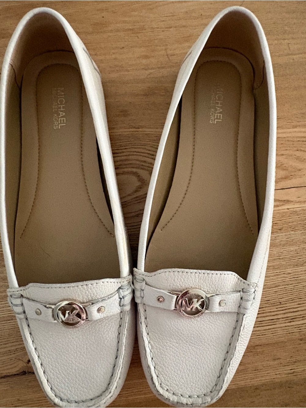Michael Kors Women's White Leather Moccasin Loafers